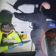 Police broke into the van and discovered a stolen digger