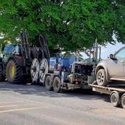 Farming machines are only allowed to tow two trailers when they do not have a load, the road safety officer told the driver
