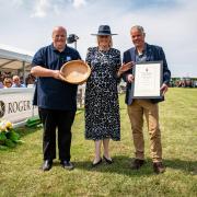 2023 Duke of Cornwall’s Award winners Treleague Dairy, presented by 2023 Show President Mrs Alexandra Bolitho.