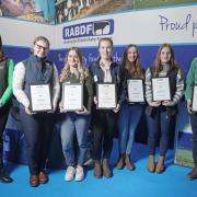 Sarah Banks, Volac's Head of Marketing and Sustainability, Animal Nutrition with the Farm Health Management winners and runners-up.