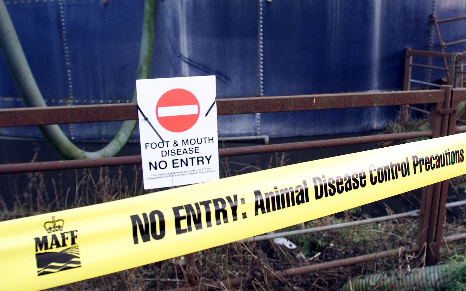A no entry sign at a farm in Northumberland due to Foot and Mouth Disease