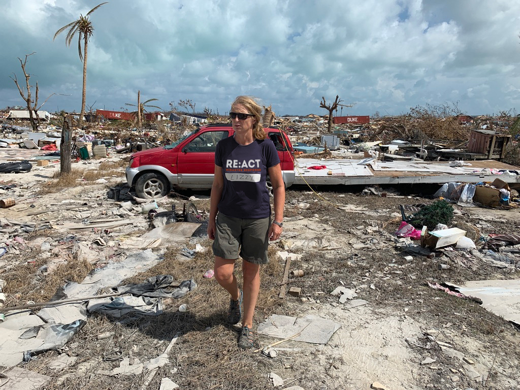 Lizzy Stileman in the in The Bahamas responding to Hurricane Dorian in 2019