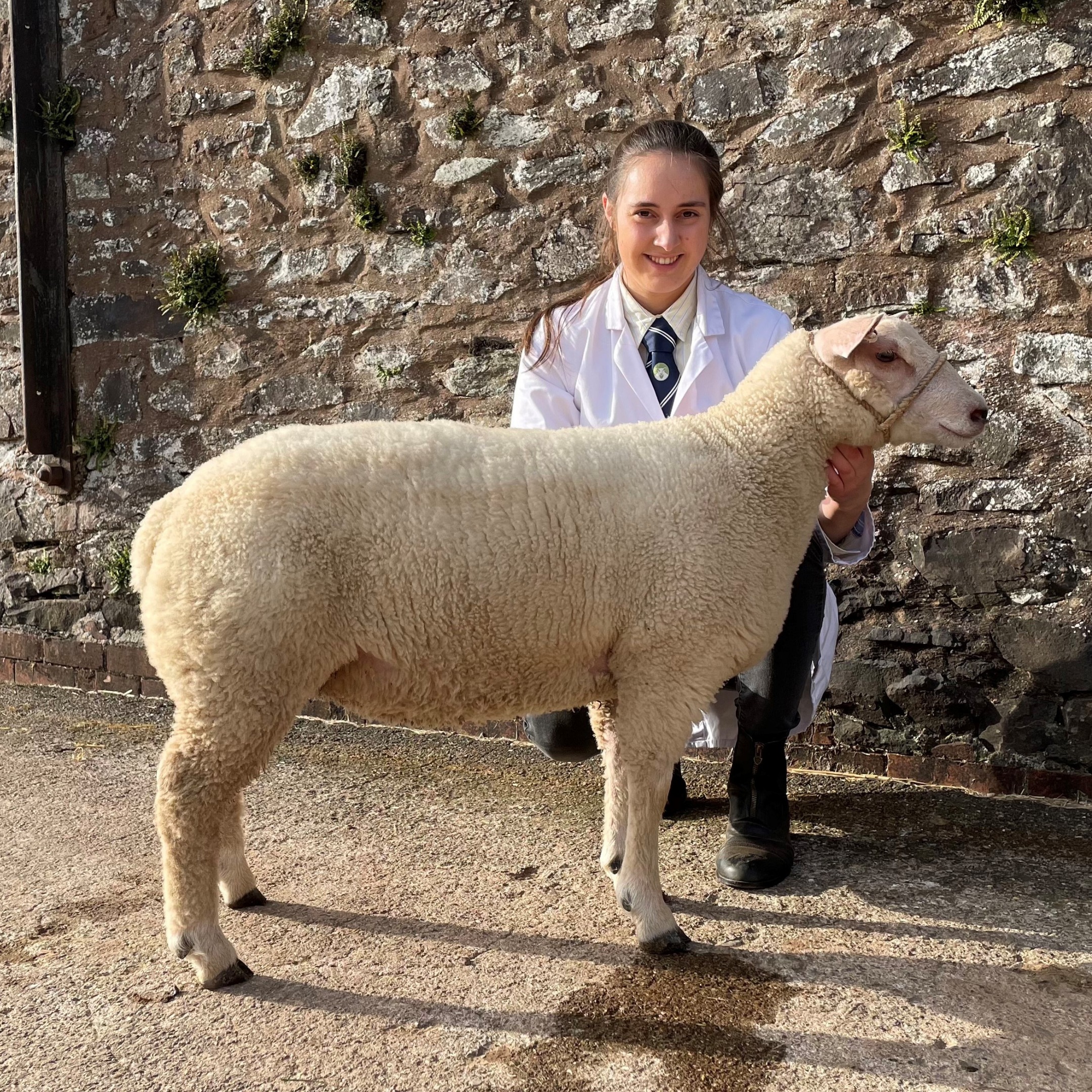 Lydia Hopper from Withleigh YFC with her winning Charolais tame lamb