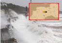 Dawlish line in 2014. Inset picture: Met Office