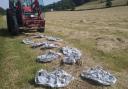 The sky lanterns found in a field of hay near Leeds this morning