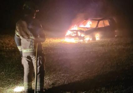 The car the men set on fire. Picture: Gloucestershire Police