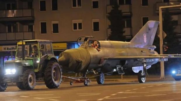 South West Farmer: A doctored image showing a tractor towing a Russian jet. Picture: Croatia Ministry of Defence