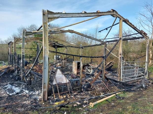 South West Farmer: The barn and its contents were destroyed. Picture: Bridport Fire Station