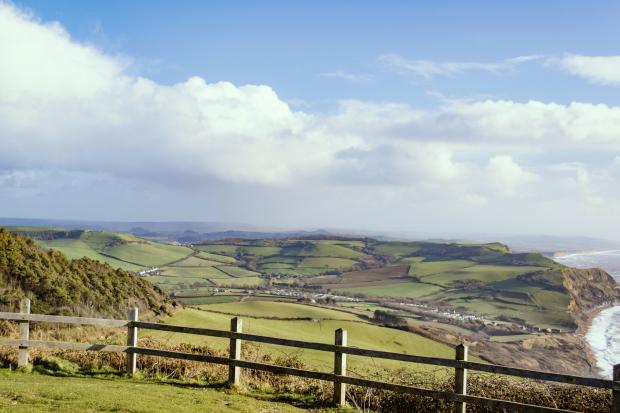 View from Golden Cap in Dorset towards Bridport