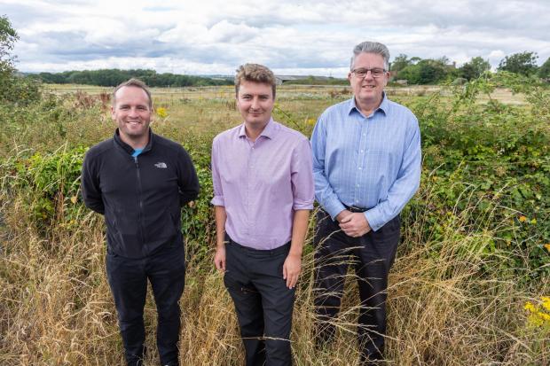 Cllr Ben Burton, Tom Howell and Tim Niblett at Frampton End farm. Picture: South Gloucestershire Council
