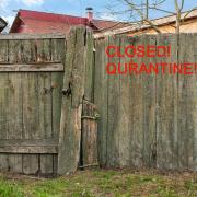 Closed gate in village