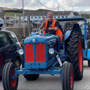 The tractors pictured on their charity journey