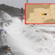 Dawlish line in 2014. Inset picture: Met Office