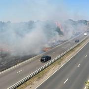 The fire on the A30 at Redruth in Cornwall on Friday  Picture: Darren Hill