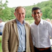 George Eustice with Conservative leadership contender Rishi Sunak in Cornwall on August 3, 2022.