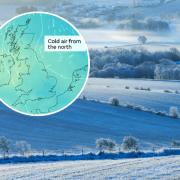 A northerly airflow is expected to sweep across the UK with an arctic maritime airmass bringing snow showers to Scotland, Northern Ireland and the east coast of England