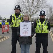 Protesters gathered outside Wiltshire Police HQ in Devizes last month to contest the appointment