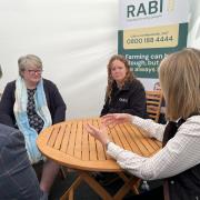Dr Therese Coffey speaks to RABI chief executive Alicia Chivers at the Royal Cornwall Show