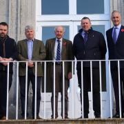Chris Loder MP; Luke Rake, Principal of KMC; Wakely Cox, Chair of Dorset County NFU; Mark Spencer MP, Farming Minister; and Richard Drax, MP for South Dorset.